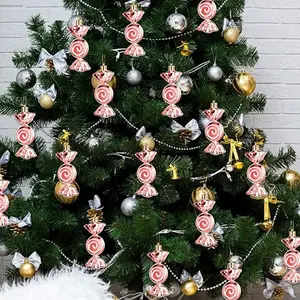 【Hot Selling】Christmas Tree Decorations, Plastic Polka Dot Candy Ornaments, Hanging Decoration, Reusable Cartoon Design, Perfect for Holiday Parties & Celebrations