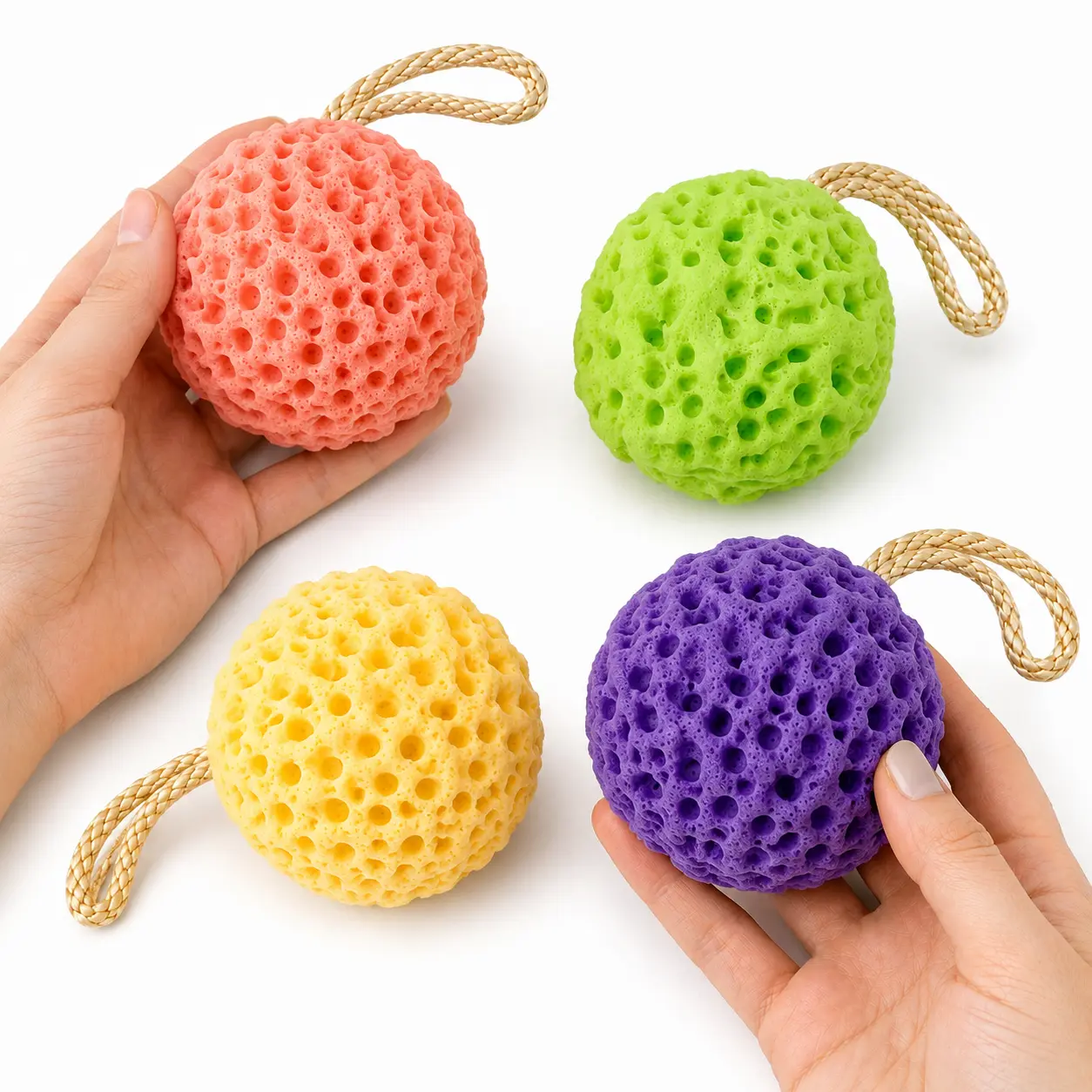 4 Pcs Cute Cheese Honeycomb Shower Sponge Scrubber Set - Super Soft 2-in-1 Foaming & Exfoliating Bath Loofahs, Durable No-Fall-Apart Design, Hangable Hanging Rope, Skin-Friendly Bathroom Daily Essential #tiktokmademebuyit #Showertok
