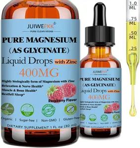 Magnesium Glycinate Liquid Drops 400mg | Chelated Mineral with Zinc | High Absorption Daily Wellness Formula