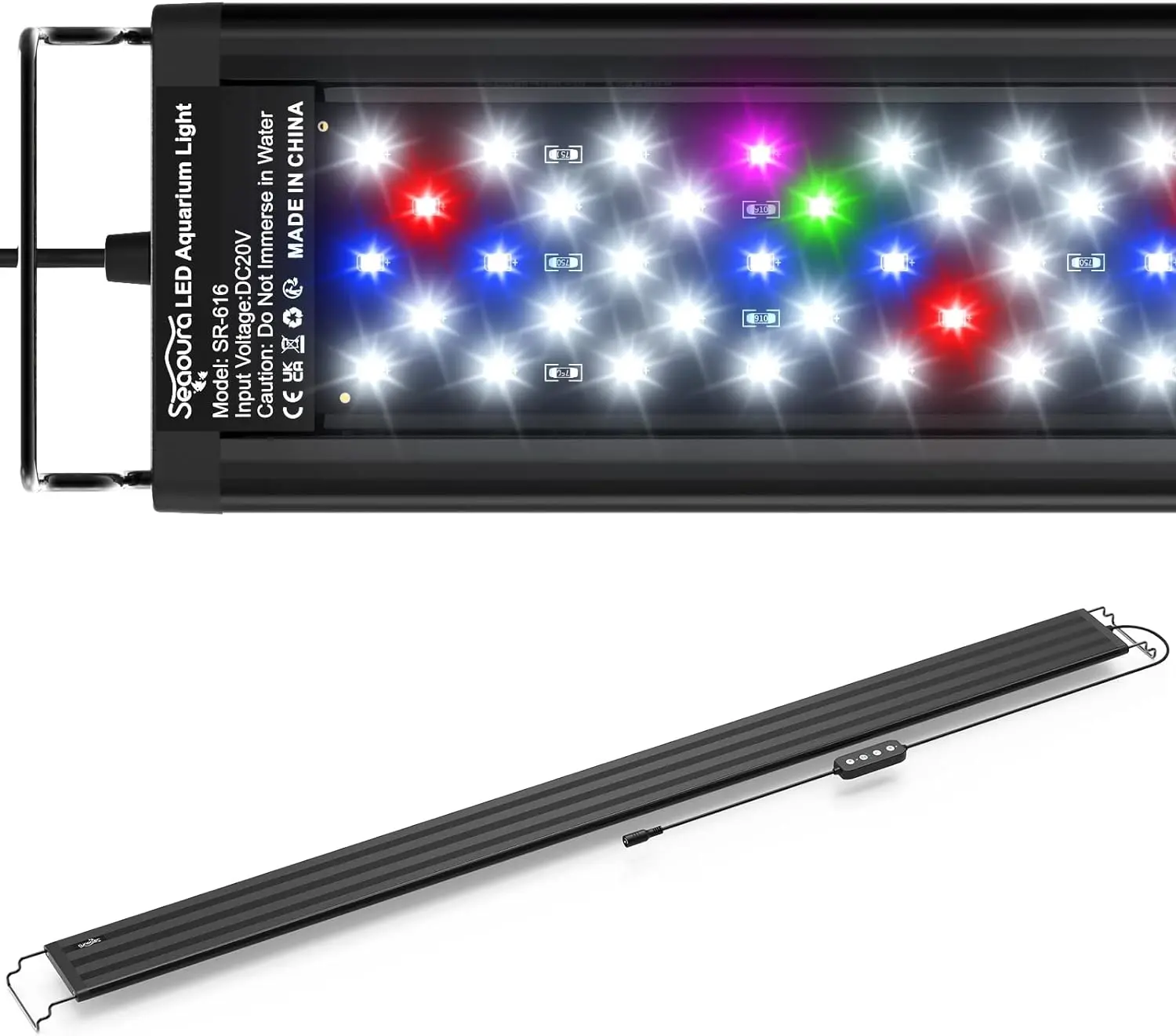 Seaoura LED Aquarium Light 18-24 Inch Adjustable Metal Bracket Full Spectrum Plant Grow Light DIY Timer Memory Function 15min Gradual On SMD2835 Chips 6500K 89CRI Dimmable Lighting for Freshwater Fish Tank