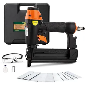 Pneumatic Brad Nailer,18 Gauge,2 in 1 Air Nail Gun Staple Gun,Accepts 2 Inch Brad Nails and Crown 1-5/8 inch Staples,with Carrying Case and 1000pcs Nails,for Carpentry, DIY,Woodworking