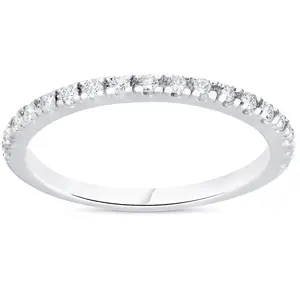 1/4ct Diamond Ring Stackable Engagement Womens Wedding Band 10K White Gold 1/4ct Diamond Ring Stackable Engagement Womens Wedding Band 10K White Gold