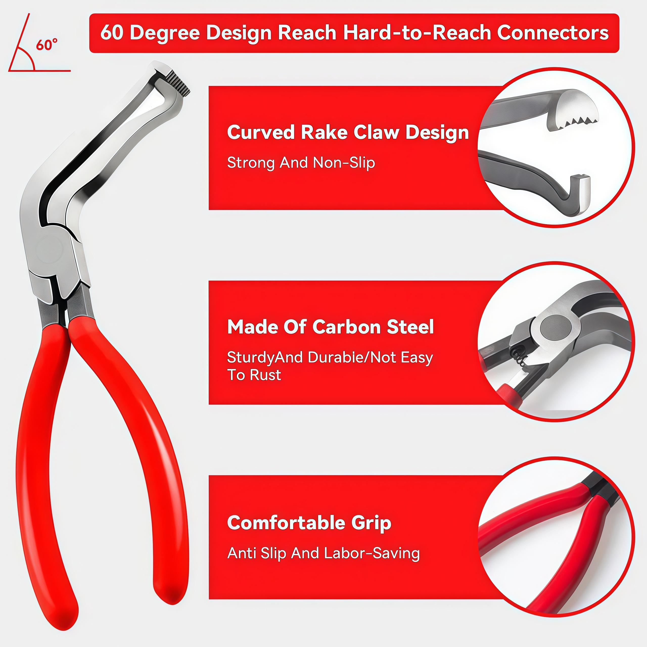 5 Pcs Automotive Electrical Disconnect Pliers Kit,Auto Repair Plier,High-Carbon Steel Connector Separator 60 ° Pliers,Hose Clamp Plier,Car Trim Clip Removal Pliers,Plug Release Tool and Wire Terminal Removal in Storage Bag