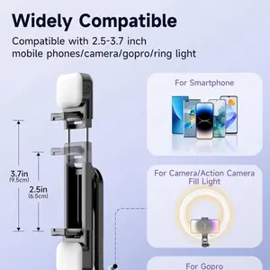 53'' Selfie Stick Tripod with Light, Extendable Selfie Stick with Remote, Portable Cell Phone Tripod Stand with All in 1 Phone Clip, Lightweight Camera Tripod Compatible with iPhone 15 14 13, Android Smartphone Cellphone