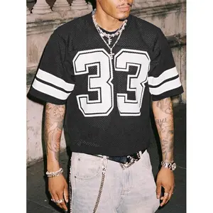 Jersey Shirts Mesh Number Graphic Crew Neck BlackFriday Short Sleeve Streetwear Tee Loose Tops