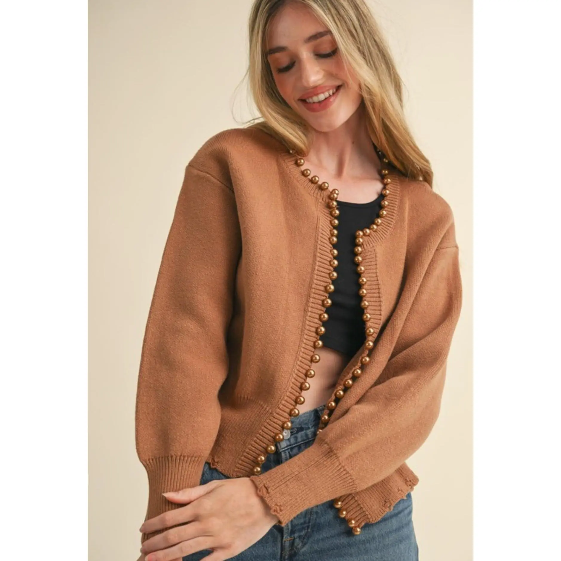 PEARL EMBELLISHED CARDIGAN