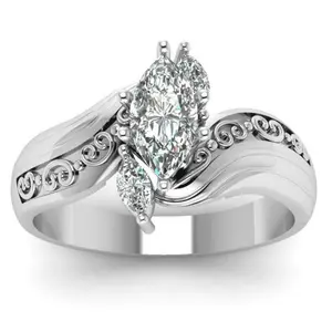 Women's European American Fashion Ring - Marquise Pattern Zircon Jewelry Hand Accessory