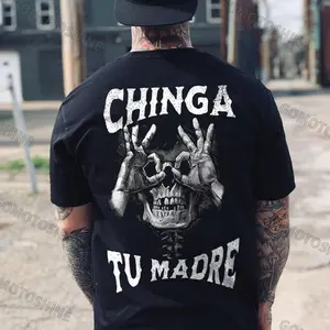 CHINGA TU MADRE Skull With OK Print Men's T-Shirt