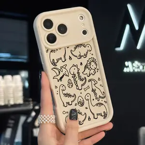 Dino Friends Art Phone Case for iPhone 16 16e 15 17 Air 14 13 12 11 Pro Max Plus X XS TPU Silicone Shock-resistant Durable Soft Cover Spiritual Comfort