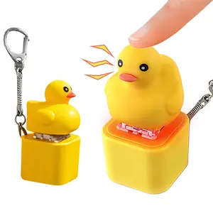 Quacking Duck Fidget Keychain  LED Light-Up Clicker Toy - Rechargeable Stress Relief Toy with Crisp Sound for Anxiety, Autism & Desk Fidgeting - Perfect Funny Gift & Bag Charm