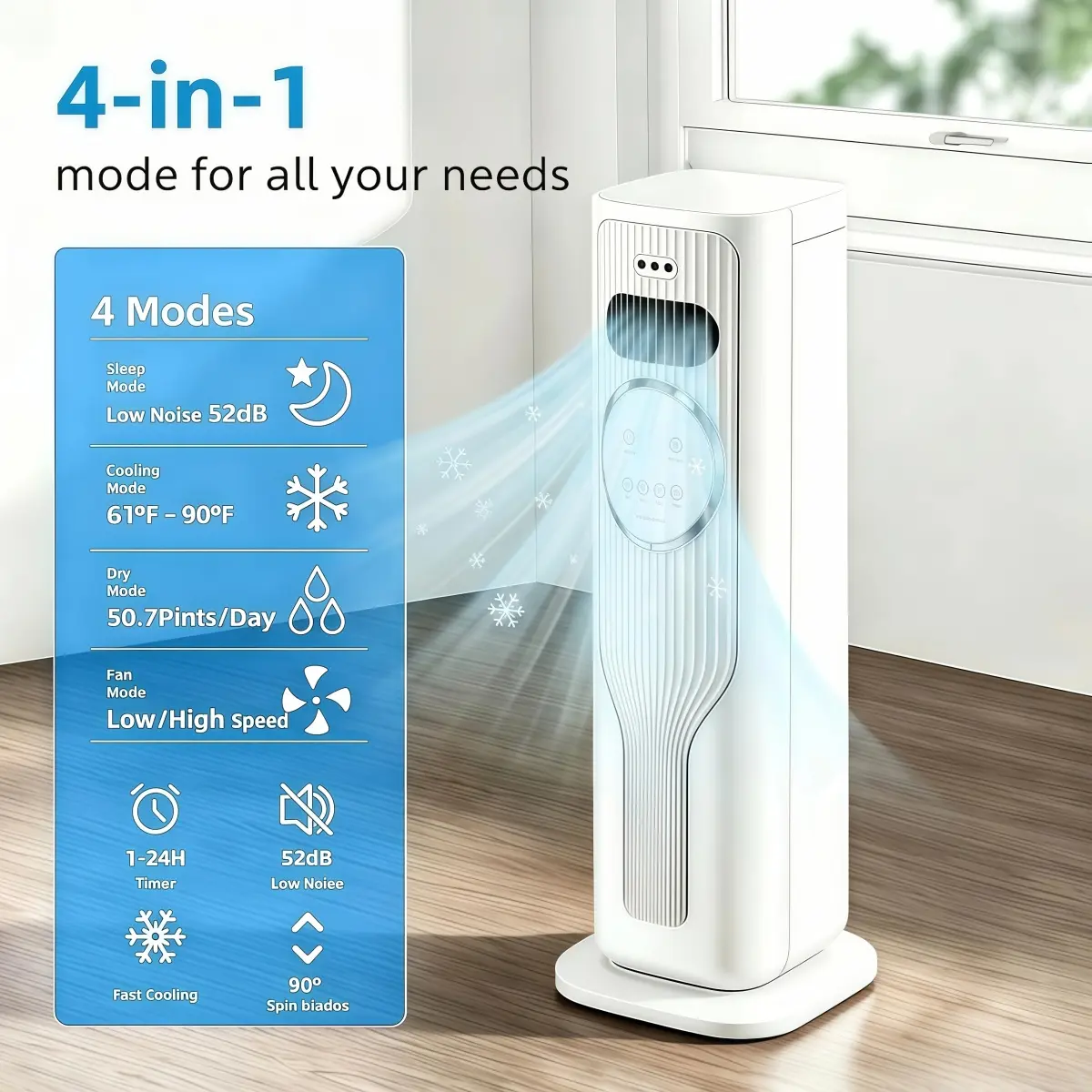 2026 New Arrival 12000BTU Portable Air Conditioner - Ice Crystal Air Cooler Fan（Water & Ice）Ultra Quiet Fast Cooling Mobile AC, Smart 24H Timing Energy Efficient, Suitable for Bedroom Office Living Room, Summer Comfort Cool All Day, TikTok Mid Year Sale
