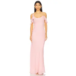 self-portrait Georgette Flower Maxi Dress in Pink