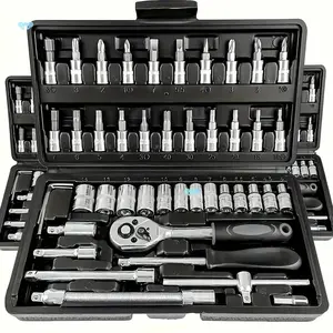 46pcs Car Repair Machinery Tools Set, Household Machinery Tools, Socket Wrench Diy Repair Tool Kit, Ratchet Screwdriver Compatible with Car Repair & Bicycle Repair, Hardware Toolbox Compatible with Auto Repairing & Household, Easter Gift for Husband
