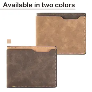 Personalized Men's Slim Bifold Wallet, Custom Engraved Retro Leather Wallet for Him, Two-Tone Minimalist Purse Gift for Husband, Father's Day, Anniversary Custom Name Leather Wallet for Men, Personalized Matte Two-Tone Bifold Wallet, Slim Minimalist