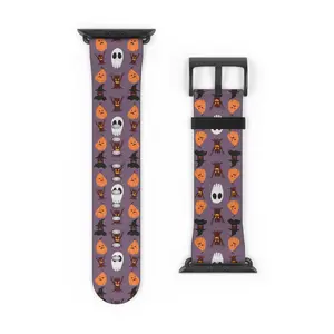 Violet Moonlit Magic Halloween Leather Band For Apple Watch