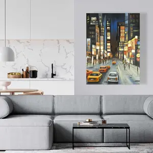 Begin Home Decor C1RC3648QNPVI2 36 x 48 in. View on Times Square - Orange Places Canvas Home Decor