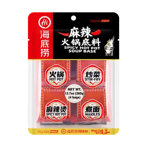 HAIDILAO Spicy Hot Pot Soup Base, 12.7oz (90g×4 Packs, Total 360g) Hot Pot, Stir-Fry & Noodles