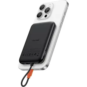 Charmast 10000mAh Wired Portable Charger, 20W Fast Charging Slim Power Bank with Removable Cable for iPhone & Android, Hand-Free Battery Pack with Digital Display for Short Travel (No-Wireless)