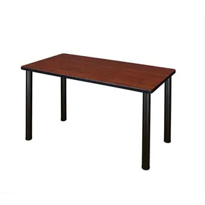 212 MAIN Regency Adjustable Height Rectangular Indoor Training Table - 48x24 In. Rectangular Tabletop, Cherry Finish, Black Post Adjustable Legs, Laminate Top, Easy Setup, Adjustable Height Table