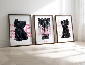 Pink KAWSS Poster Set of 3 - HYPEBEAST Wall Art Graffiti Hypebeast Toys Dorm Home Decor Hypebeast