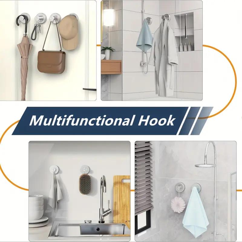 Suction Cup Hooks 2/4 Packs Strong 15 lbs Capacity 304 Stainless Steel No-Drill Installation for Towels Coats & More Matte Black Design