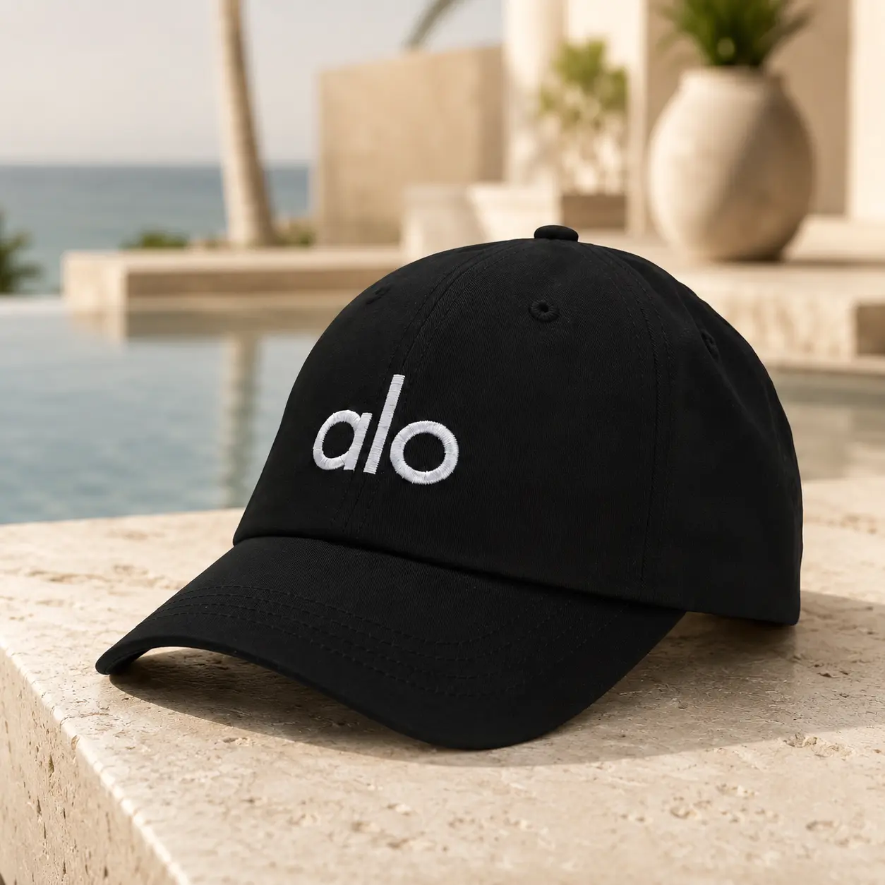 ALO Yoga Casual Sports Baseball Cap – Embroidered Adjustable Hat for Women and Men, Black or Pink