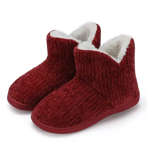Women's High Top Style Padded Slip-On Ankle Slippers - Plush Polar Fleece Lined, Snug Fit, Comfortable, Luxurious Touch, Winter Indoor Home Wear