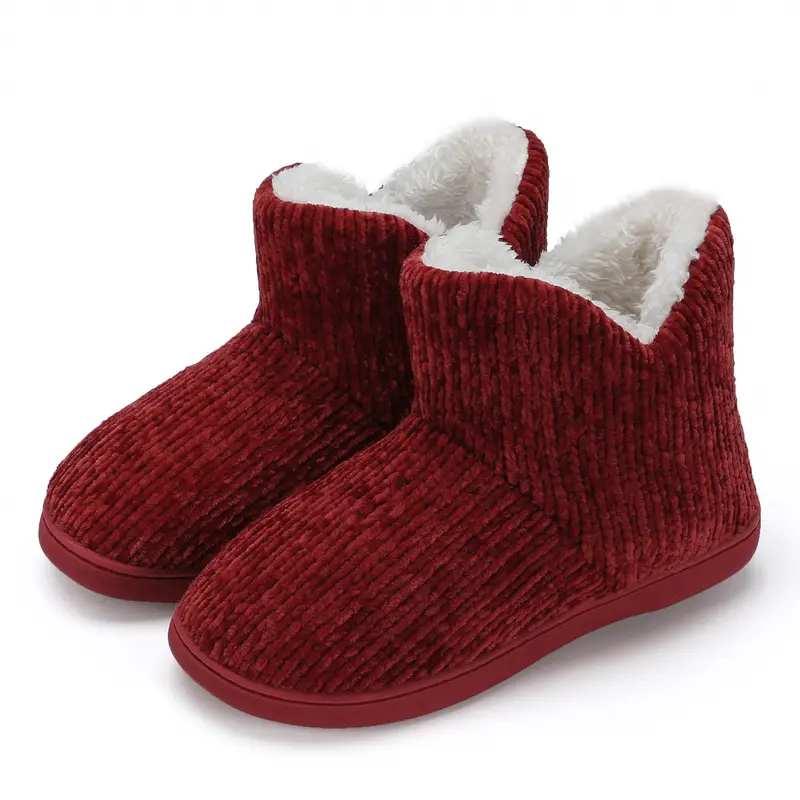 Women's High Top Style Padded Slip-On Ankle Slippers - Plush Polar Fleece Lined, Snug Fit, Comfortable, Luxurious Touch, Winter Indoor Home Wear