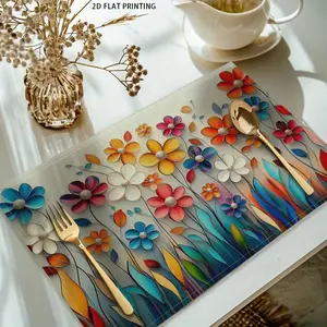 2D flat printing, 2-piece/4-piece 6-piece set, vivid floral placemats with beautiful flowers and butterflies, perfect for kitchen and dining decoration, machine washing, and home desktop decoration in Suyg