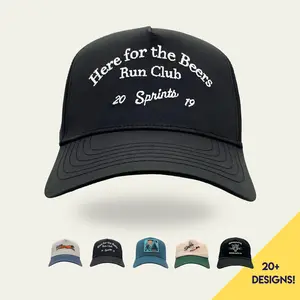 Here for the Beers Run Club Structured VP Hat (Unisex) - Structured Ventilated Running Hat Adjustable for Big and Small Heads, Lightweight Breathable Performance Cap for Men and Women, Built for Training, Racing, Gym, and Outdoor Workouts Womenswear