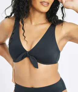 The Swim Plunge Bralette: Jet Black