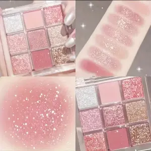 9-Color Pinkish Series Eyeshadow Palette - Vibrant Pearly Glitter, Long-Lasting Durable Waterproof Formula, Easy to Apply, Not Easy to Fade, Perfect for Music Festival, Party, and Everyday Use