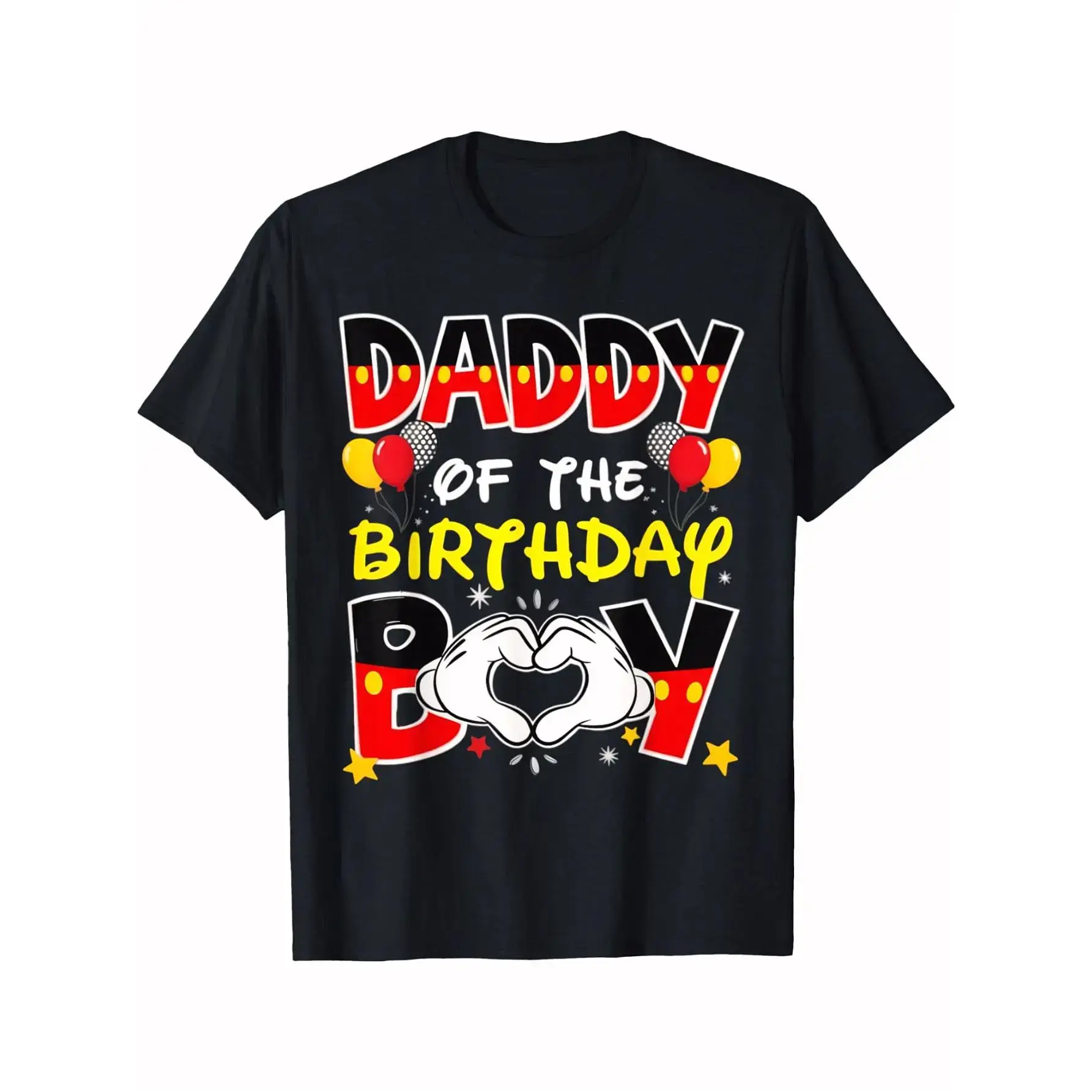 Men's Custom "Daddy of the Birthday Boy" Graphic T-Shirt - Multi-Size Loose-Fitting Round Neck Short Sleeve Casual Tee for Birthday Parties, Aunt, Mommy, Cousin, Niece, Brother, Black, 4XL, 5XL