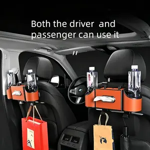 Car Organizers and Storage Box, New Upgrade & New Color. Multifunctional Car Seat Back Storage Box with Tissue Holder, 2 Cup Holders & Bags Hooks, Back Seat Car Organizer for family and Travel outdoorfun
