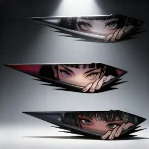 [2pcs] Anime-style laser eye stickers, JDM girl car, motorcycle, electric car, computer desktop waterproof car decals, colorful itasha (decorated car) stickers, Sticker For Cars