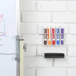Clear Acrylic Wall Mounted Dry Erase Marker and Eraser Holder, Set of 2