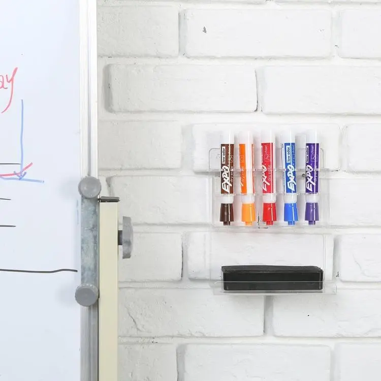 Clear Acrylic Wall Mounted Dry Erase Marker and Eraser Holder, Set of 2