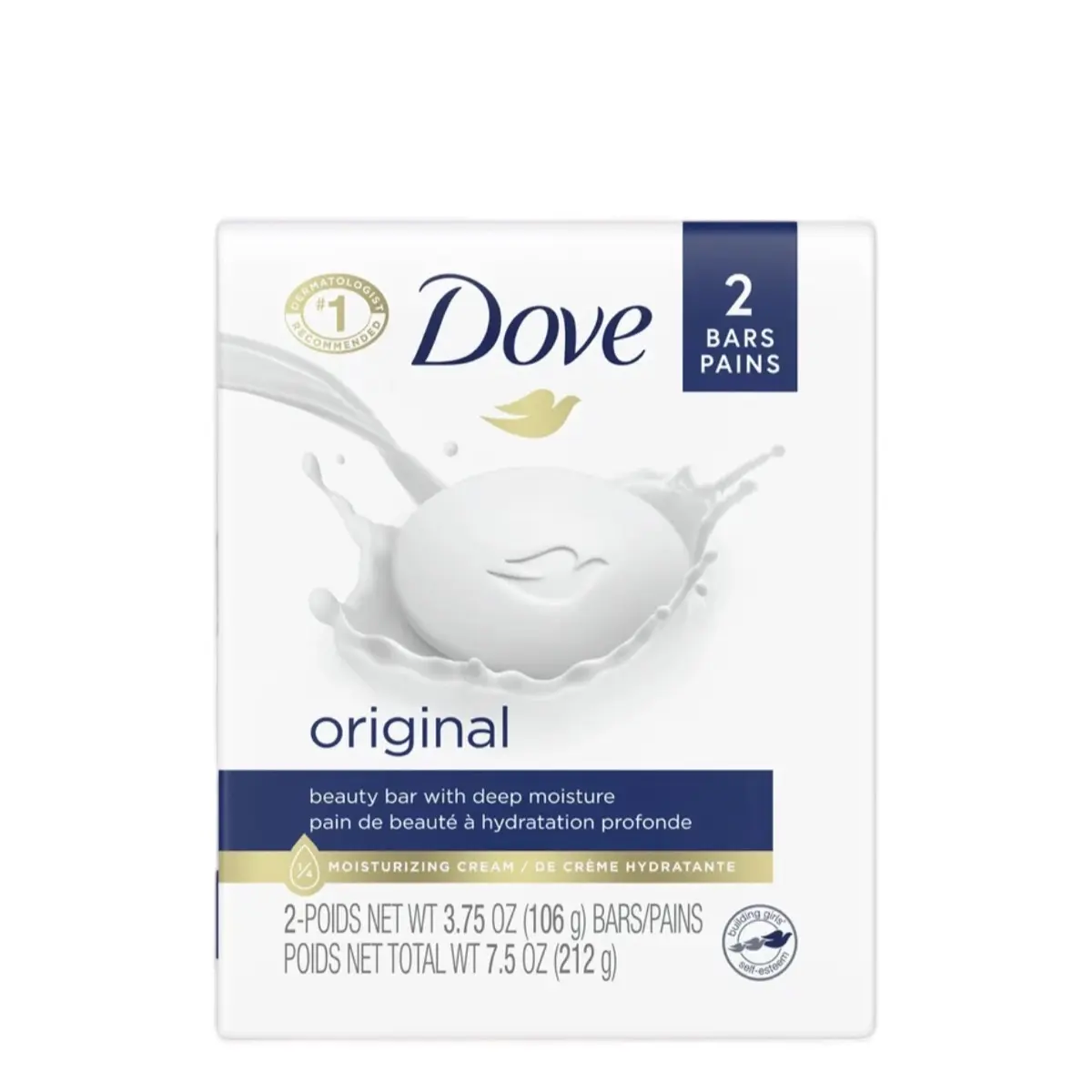 Dove Original Deep Moisturizing Beauty Bar Cleanser - Box of 24 Packs, Unscented, 48 Bars (3.75 oz Each), Gentle Skin-Friendly Body Care for All Skin Types, Daily Use, Solid, Face