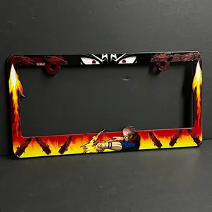 JJK Anime Character License Plate Frame with Fiery Design and Dragon Accents for Car Accessories