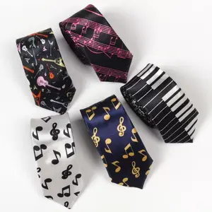 Unisex Polyester Y2K Music Note Slim Tie - Piano Key, Normal Type Harajuku Streetwear Accessory for Fashionable Outfits
