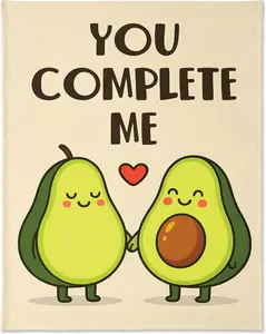 Avocado Blanket for Couples 50x60 - Funny Novelty Fleece Throw for Valentines, Anniversary, Wedding - Soft Romantic Gift for Boyfriend, Girlfriend, Wife, Husband - Warm Green Plush for Sofa