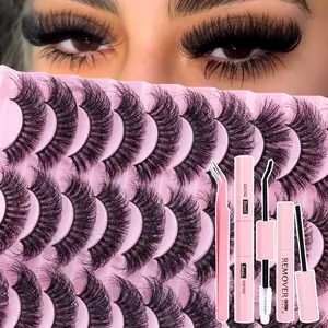 20 Pairs Messy False Eyelashes Set, Eyelash Extensions Set, Natural Dense Curled Lashes Extension, Perfect for Daily & Party Use, Enhance Makeup Effect