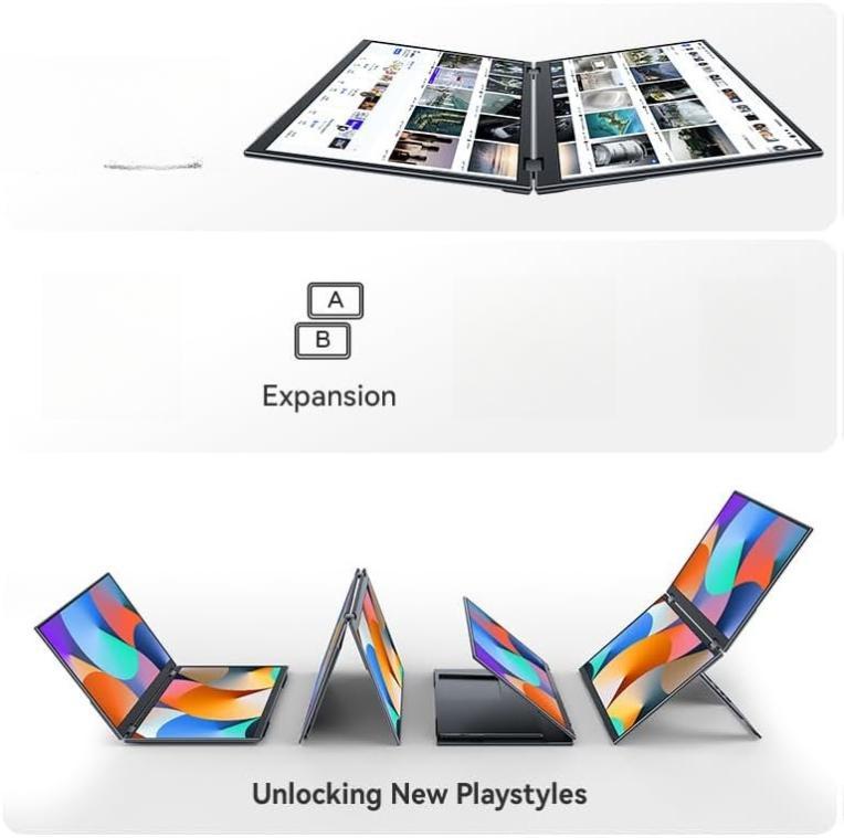 EHOMEWEI Dual Stacked Dual Screen Monitor 2560 * 1600 * 2 16 inch*2 60Hz 100% DCI-P3 HDR for Windows MacOS for Phone Laptop PC X1 Pro