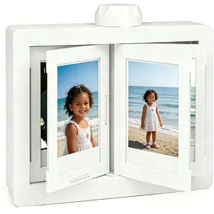 Rotating Photo Frame for Instax Mini & Kpop Photocards, Holds 24 Photos, 360° Spinning Desk Display with DIY Stickers, Cute Memory Holder for Desk Decor & Gifts