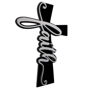 Modern Faith Cross Wall Decor - Brushed Silver Aluminum Composite Sign, Religious Christian Home Art, Durable Weatherproof Wall Hanging – Made in USA