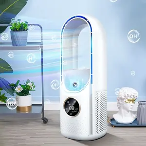 Portable Bladeless Desktop Fan, 11.8 Inch Small Cooling Fan, Evaporative Cooling Fan, 6 Speed Settings, Humidifier Function, Timer, Quiet, Home Office Bedroom Use