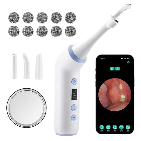 Visible Electric Throat Tonsils Stone Remover with Camera LED Light, 3 Suction Levels Oral Cleaning Tool, Dental Cleaner, Oral Hygiene Products, Rechargeable Oral Cleanser