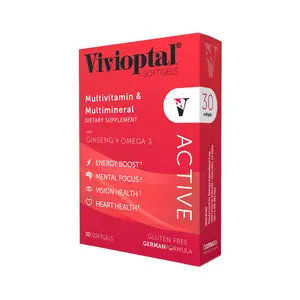 Vivioptal Active, 30 Softgels, Ginseng & Omega 3, Multivitamin & Multimineral, Gluten Free, German Formula