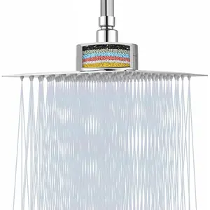 Filtered Shower , Stainless Steel High Flow Rainfall Showerhead with 15 Stage Hard Water Filter  for Remove Chlorine and Harmful Substances(Chrome,12")