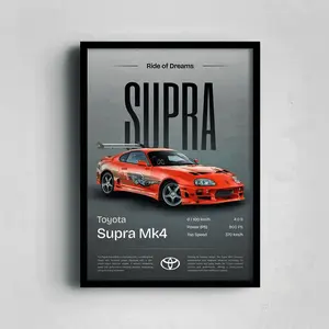 Fast And Furious Supra Poster Brian O'conner Car Art Paul Walker Toyota Supra Mk4 Print Jdm Turbo Wall Decor Street Essential Posters (No Frame)